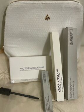 6 Pc GUERLAIN Makeup Bag VB Eyeliner VB Bronzing BeautyCounter Lipstick BC Brush